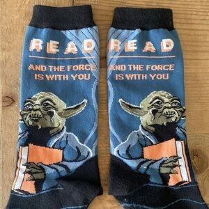 Yoda Star Wars Socks Read Reading Force Be With You Funny Adult Med. Never worn